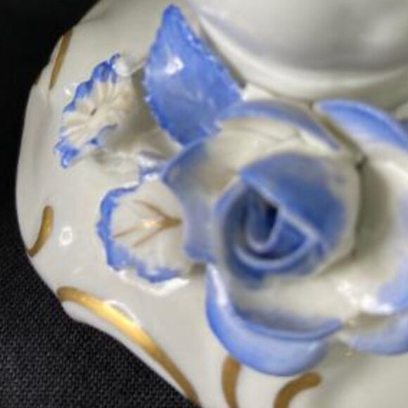 Vtg Pair Von Schierholz Porcelain Candlestick Holders Hand Painted Floral German - Picture 9 of 9